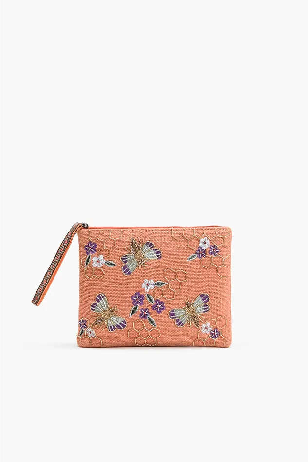 Clutches Orange Bee Wristlets HandWoven Jacquard Design America and Beyond Women Clutches Orange Bee Wristlets HandWoven Jacquard Design America and Beyond Women