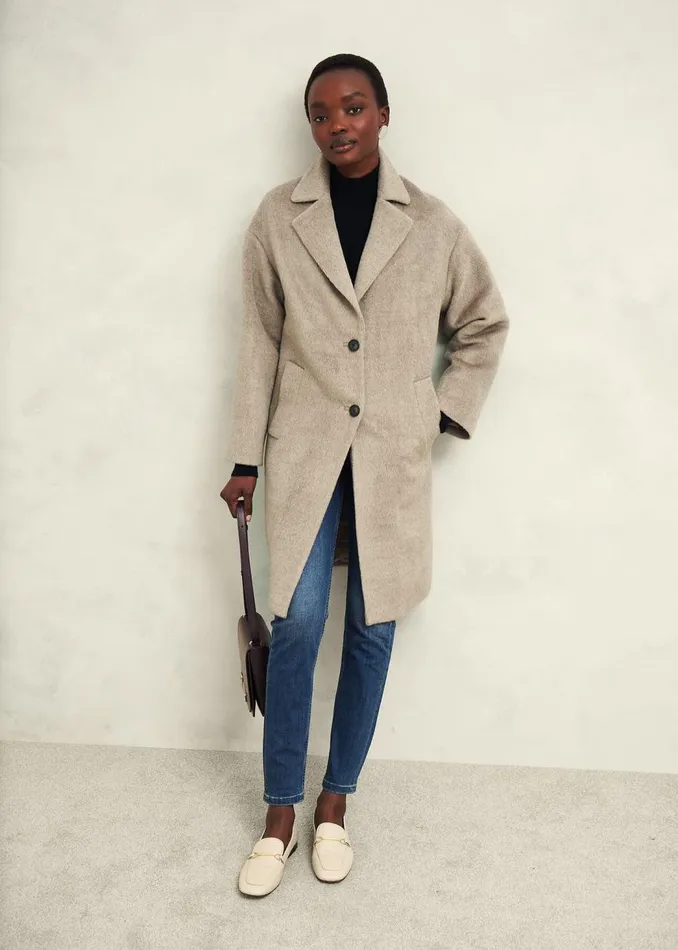 Coats and Jackets Women HOBBS Bhavina Wool Blend Coat Neutral