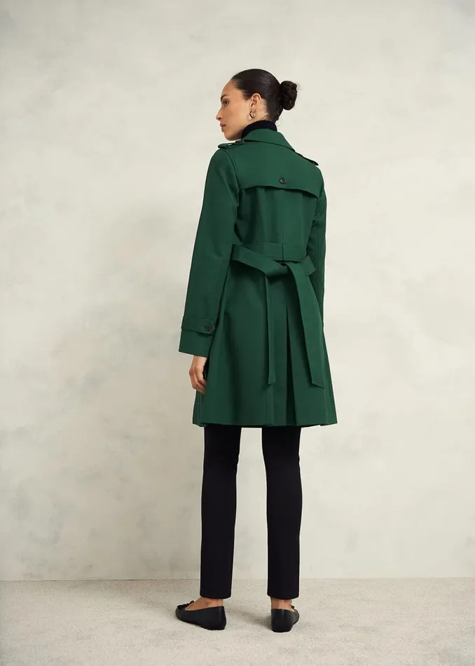 Coats and Jackets Women HOBBS Saskia Shower Resistant Trench Coat Bay Green