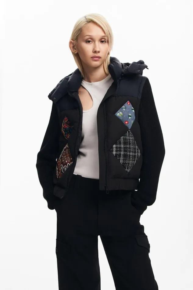 Coats And Jackets Women Desigual Combined Padded Vest Blue