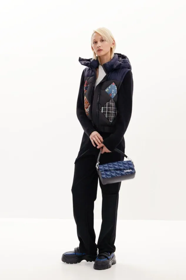 Coats And Jackets Women Desigual Combined Padded Vest Blue