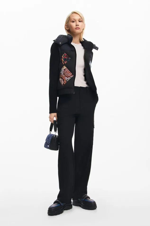 Coats And Jackets Women Desigual Combined Padded Vest Blue