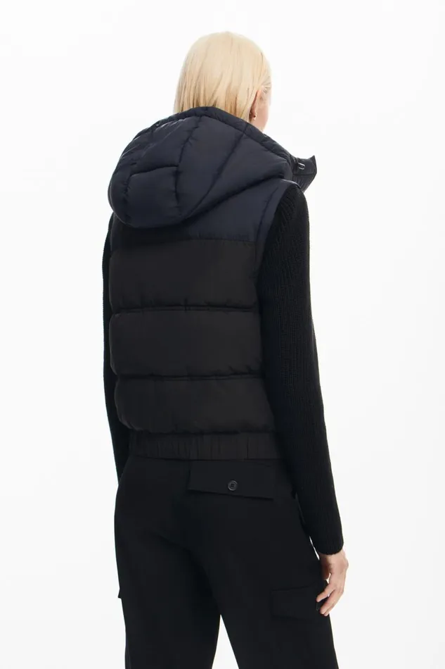 Coats And Jackets Women Desigual Combined Padded Vest Blue