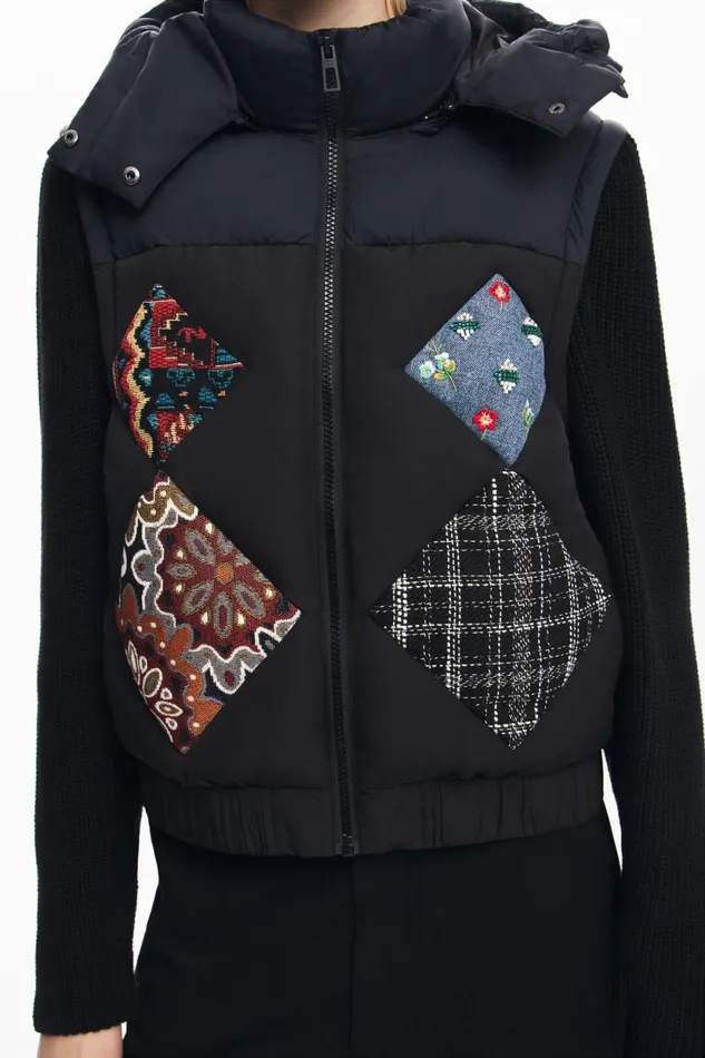 Coats And Jackets Women Desigual Combined Padded Vest Blue
