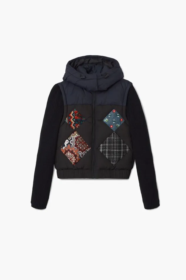 Coats And Jackets Women Desigual Combined Padded Vest Blue