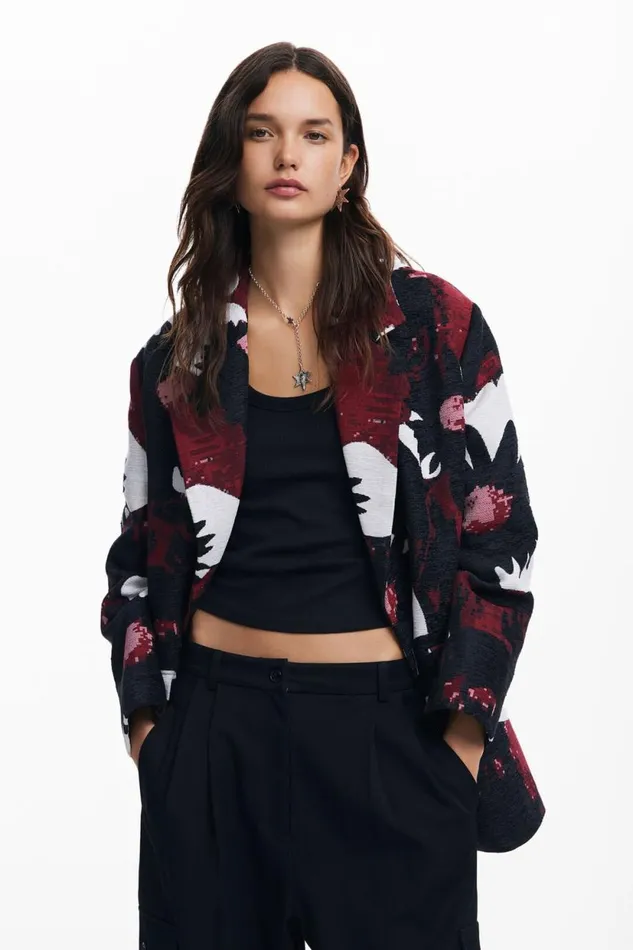 Coats And Jackets Women Desigual Floral Coat M Christian Lacroix Red