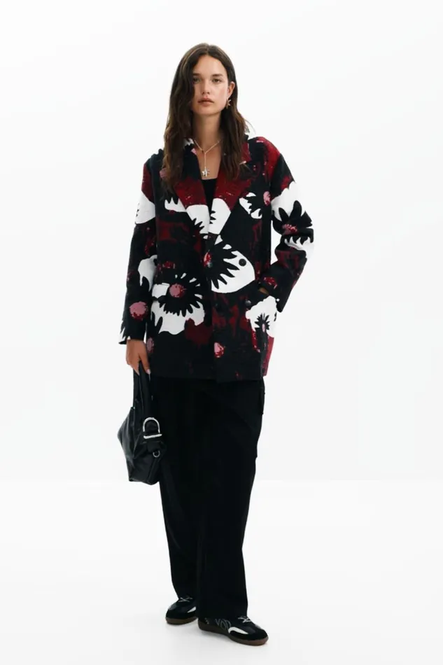 Coats And Jackets Women Desigual Floral Coat M Christian Lacroix Red
