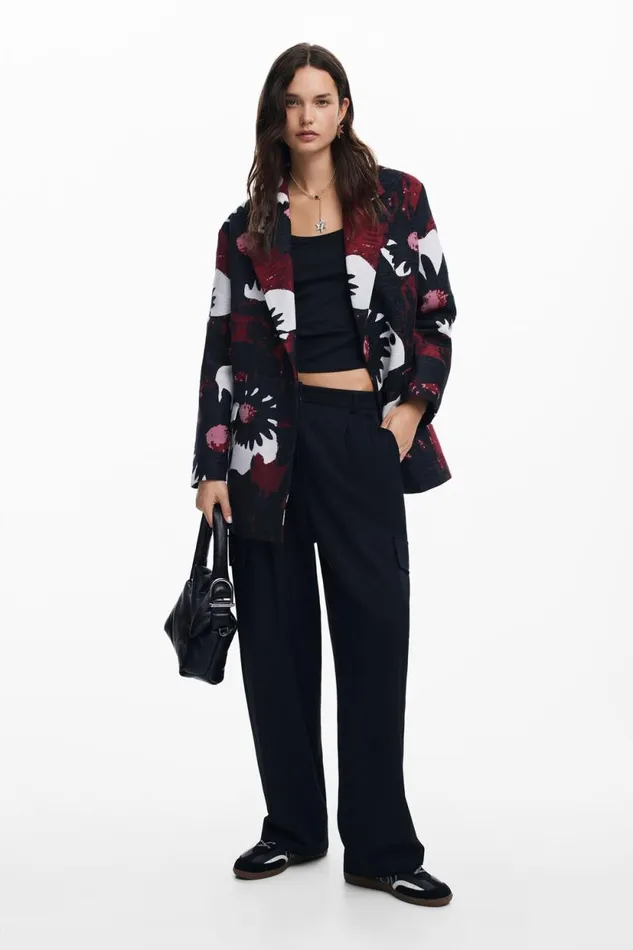 Coats And Jackets Women Desigual Floral Coat M Christian Lacroix Red