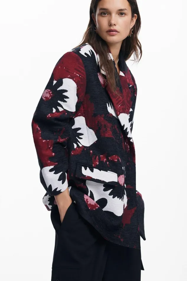Coats And Jackets Women Desigual Floral Coat M Christian Lacroix Red