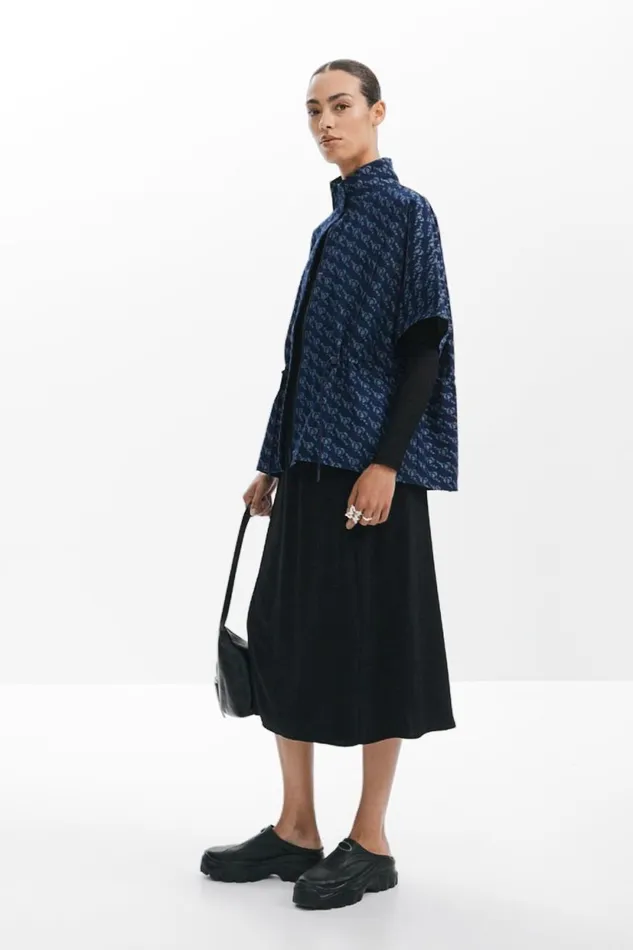 Coats And Jackets Women Desigual Geometric Pattern Poncho Blue