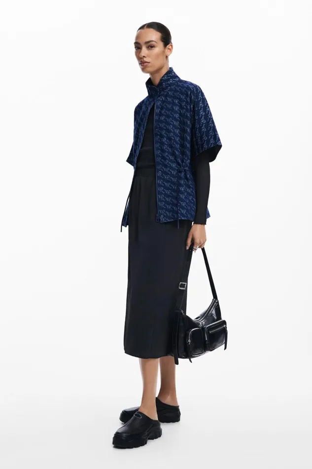 Coats And Jackets Women Desigual Geometric Pattern Poncho Blue