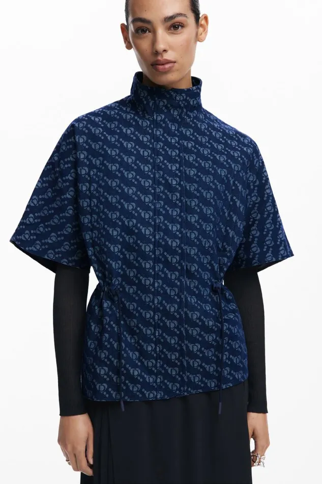 Coats And Jackets Women Desigual Geometric Pattern Poncho Blue