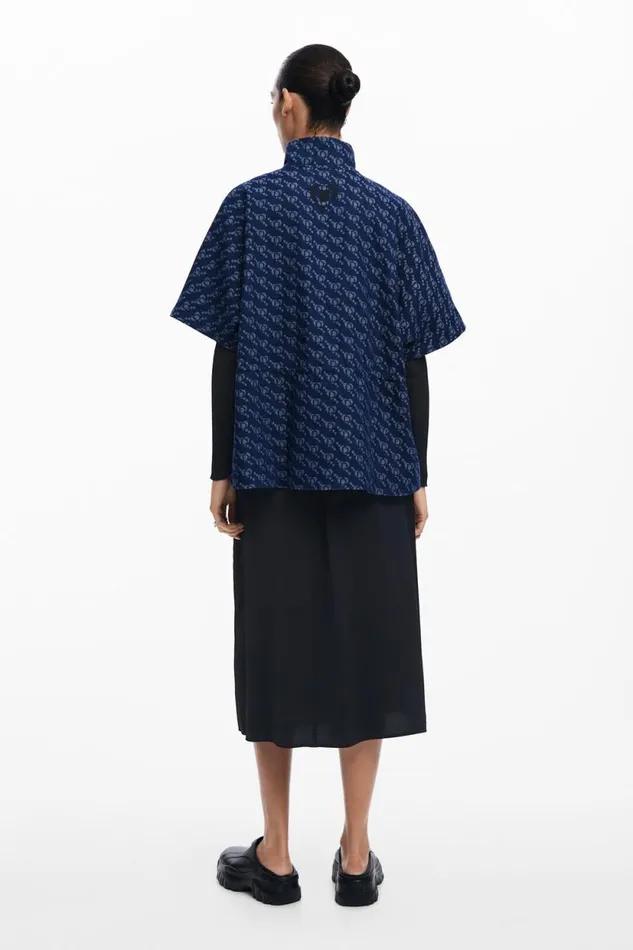 Coats And Jackets Women Desigual Geometric Pattern Poncho Blue