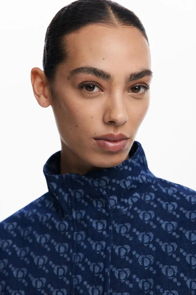 Coats And Jackets Women Desigual Geometric Pattern Poncho Blue