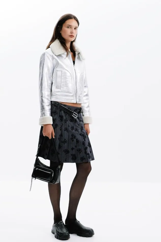 Coats And Jackets Women Desigual Metallic Jacket Black