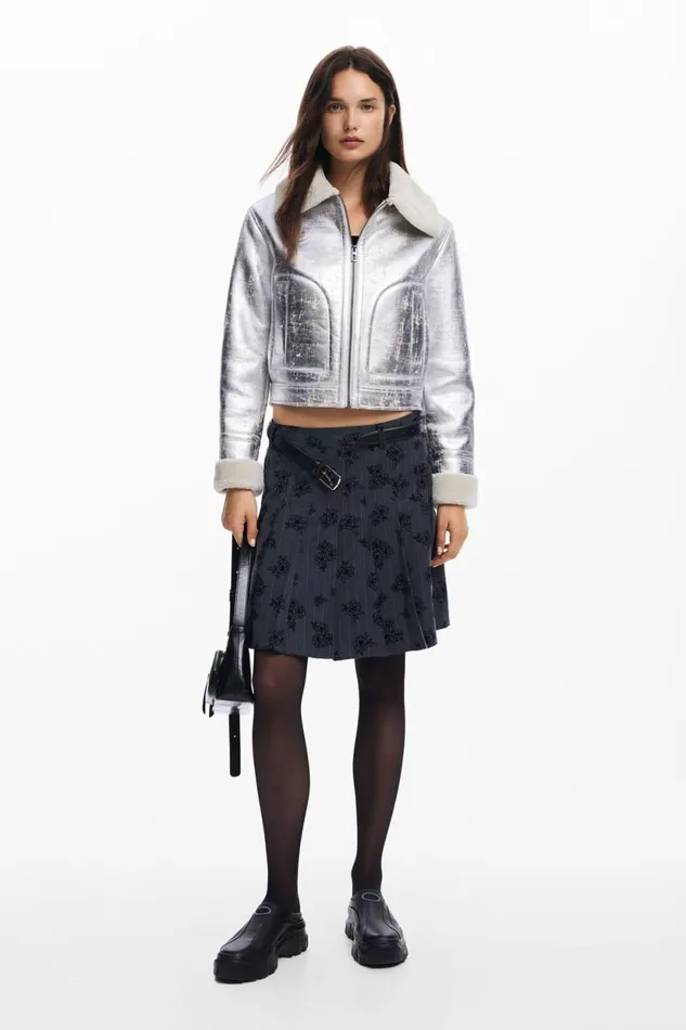 Coats And Jackets Women Desigual Metallic Jacket Black