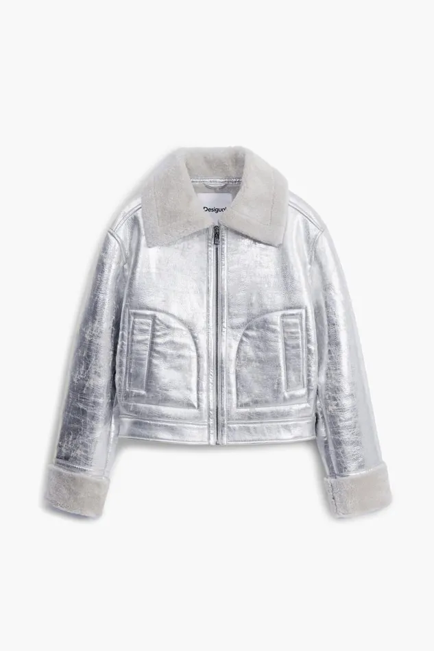 Coats And Jackets Women Desigual Metallic Jacket Black
