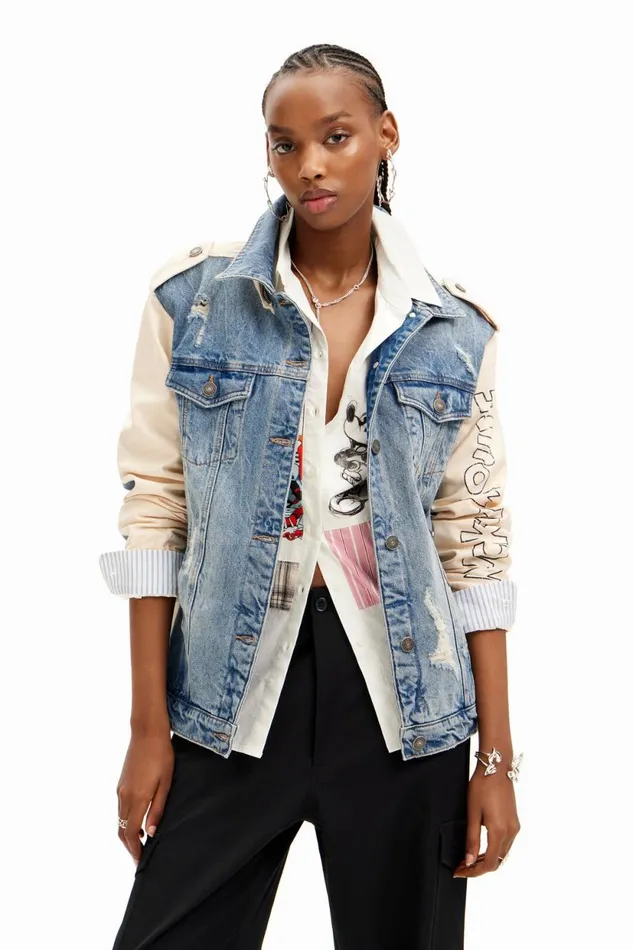 Coats And Jackets Women Desigual Mickey Mouse Parka Jacket White