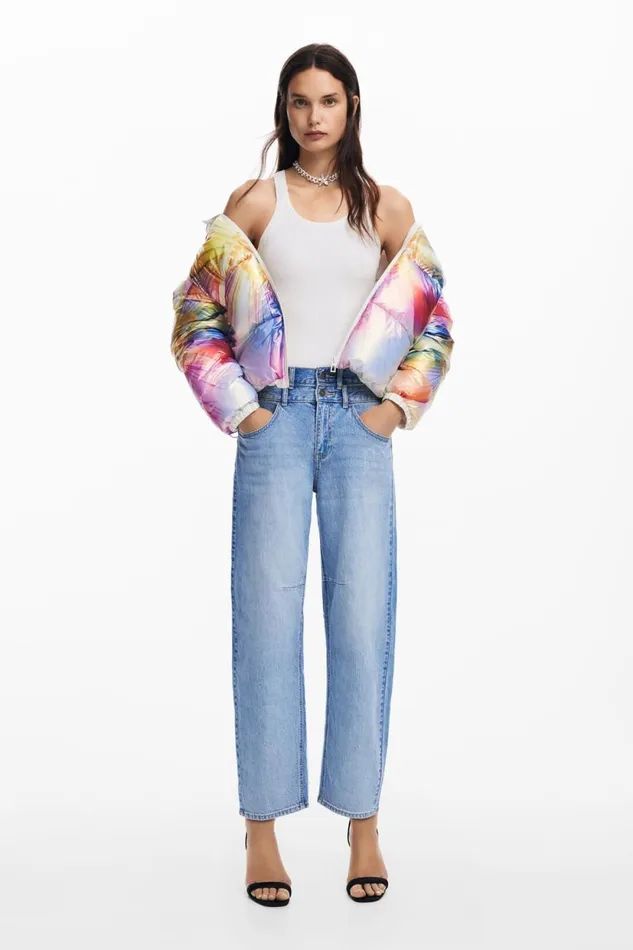 Coats And Jackets Women Desigual Quilted Flower Coat Yellow