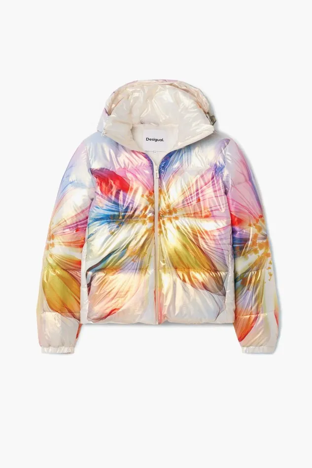 Coats And Jackets Women Desigual Quilted Flower Coat Yellow