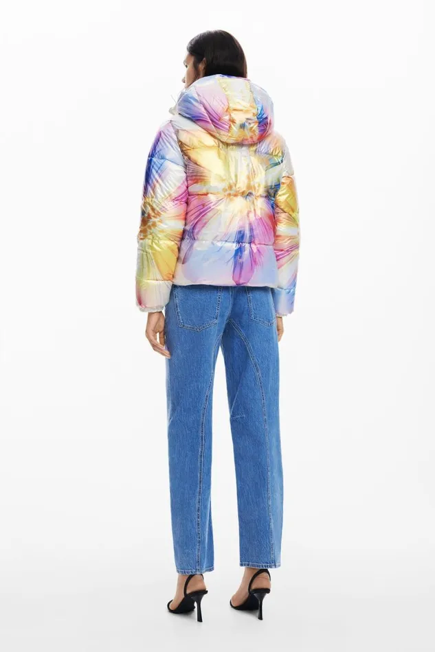 Coats And Jackets Women Desigual Quilted Flower Coat Yellow