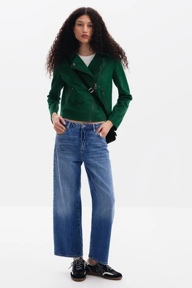 Coats And Jackets Women Desigual Textured Biker Jacket Green