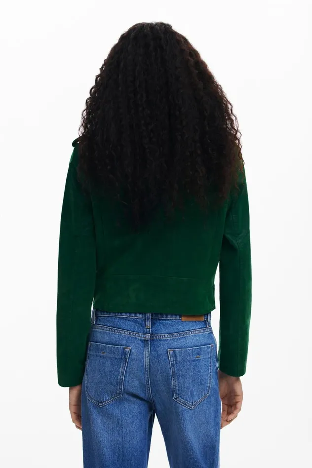 Coats And Jackets Women Desigual Textured Biker Jacket Green