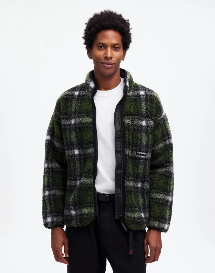 Coats Jackets Men Madewell Gramicci Shadow Plaid Sherpa Jacket Olive Shadow Plaid