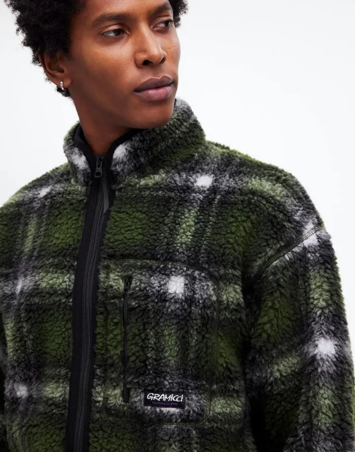 Coats Jackets Men Madewell Gramicci Shadow Plaid Sherpa Jacket Olive Shadow Plaid