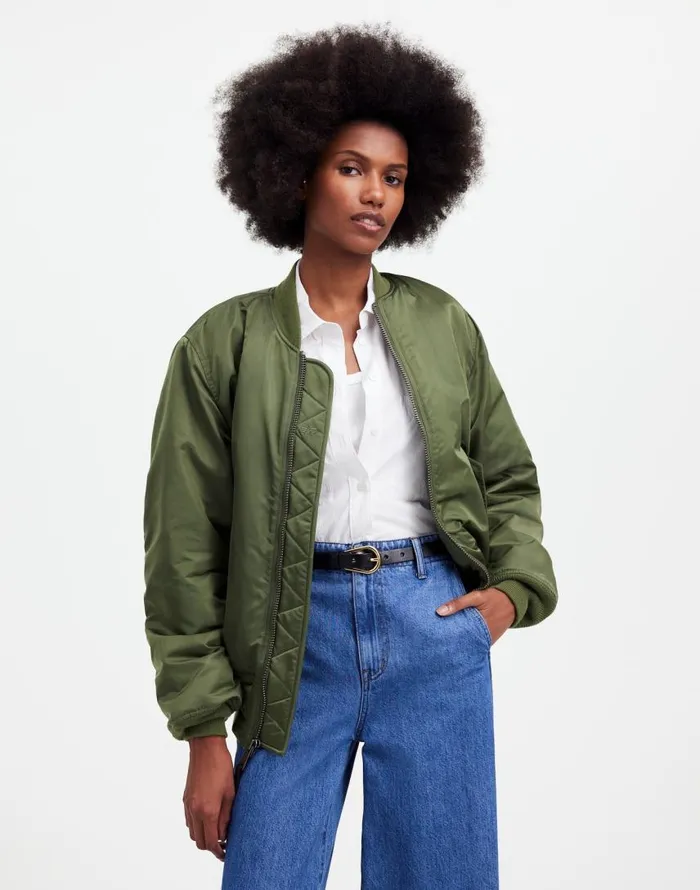 Coats Jackets Women Madewell Madewell X Alpha Industries MA1 Flight Jacket Heritage Olive