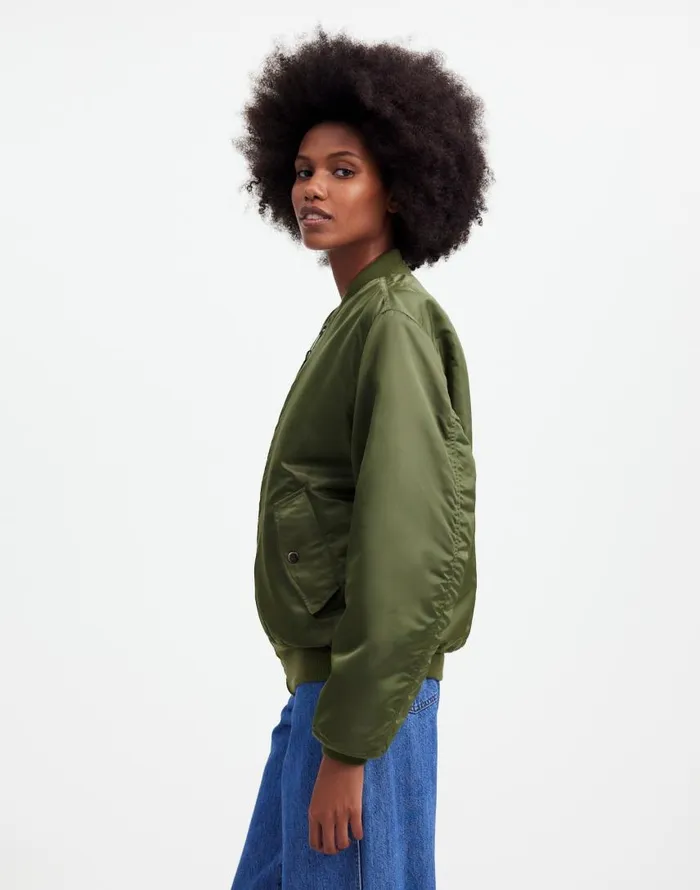 Coats Jackets Women Madewell Madewell X Alpha Industries MA1 Flight Jacket Heritage Olive