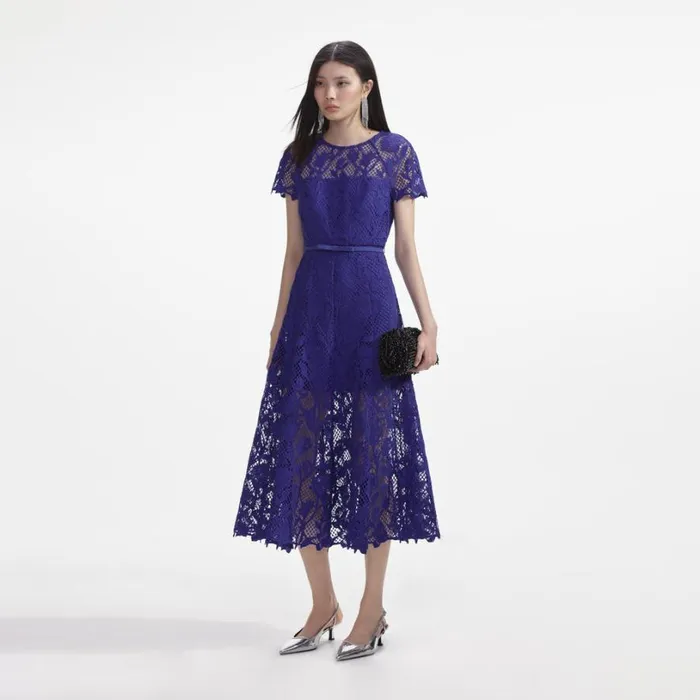 Cobalt Lace Midi Dress Women Self Portrait Dresses Cobalt Lace Midi Dress Women Self Portrait Dresses