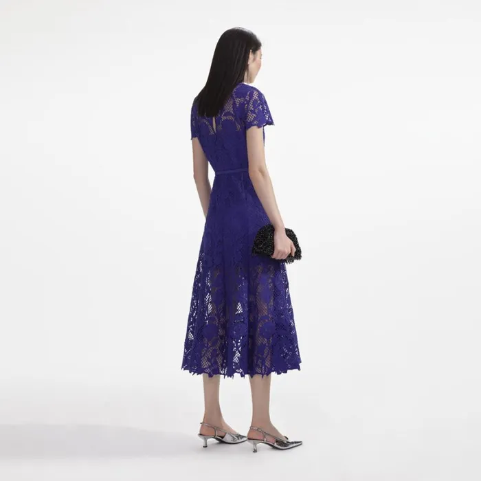 Cobalt Lace Midi Dress Women Self Portrait Dresses Cobalt Lace Midi Dress Women Self Portrait Dresses