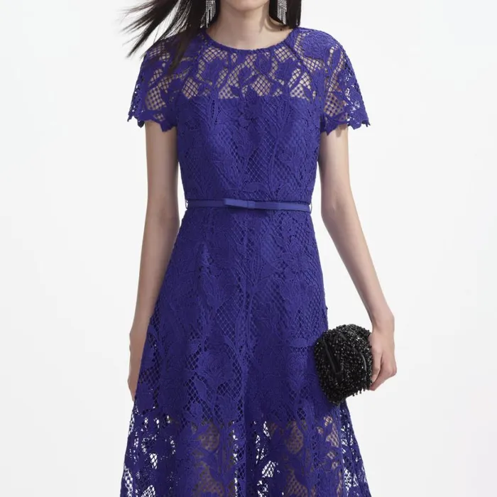 Cobalt Lace Midi Dress Women Self Portrait Dresses Cobalt Lace Midi Dress Women Self Portrait Dresses