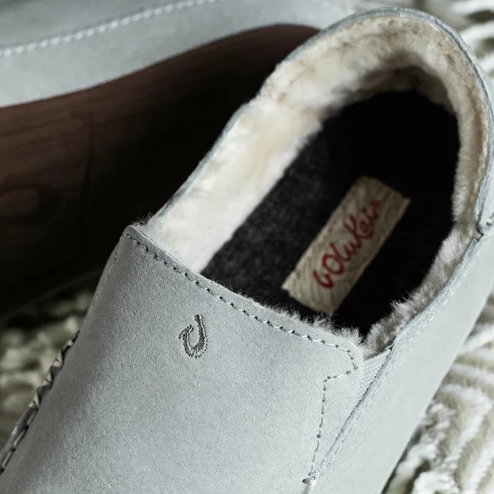 Cold Weather Women Olukai Nohea Leather Slippers 8211 Pale Grey