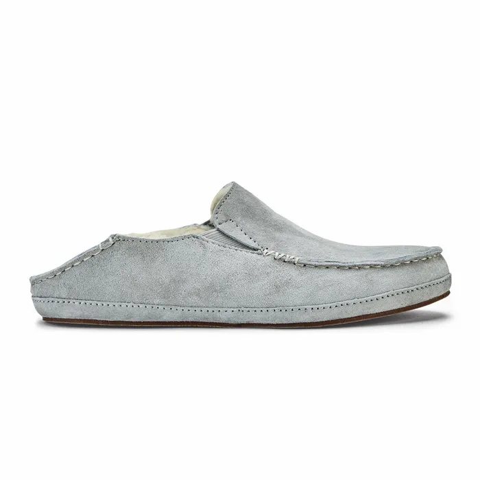 Cold Weather Women Olukai Nohea Leather Slippers 8211 Pale Grey