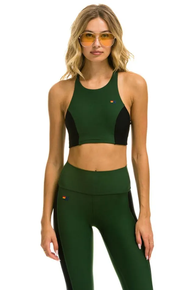 Color Block Racer Sports Bra 8211 Forest Women Aviator Nation Sports Bras