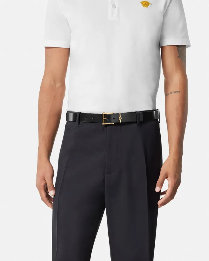 Column Leather Belt 3 Cm Blackgold Men Versace Belts