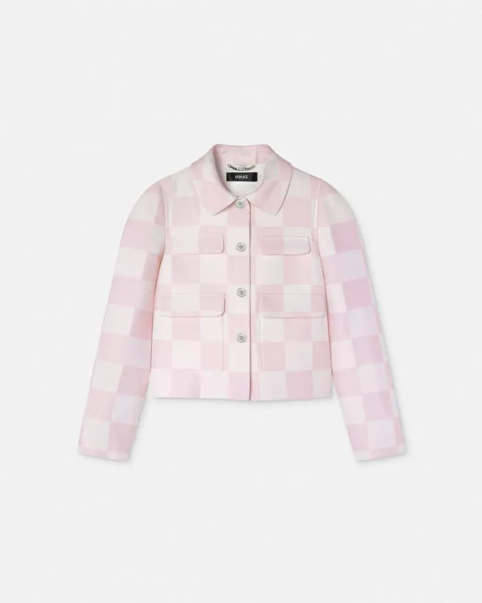 Contrasto Duchesse Crop Blouson Jacket Light Pink Women Versace Outerwear and Coats