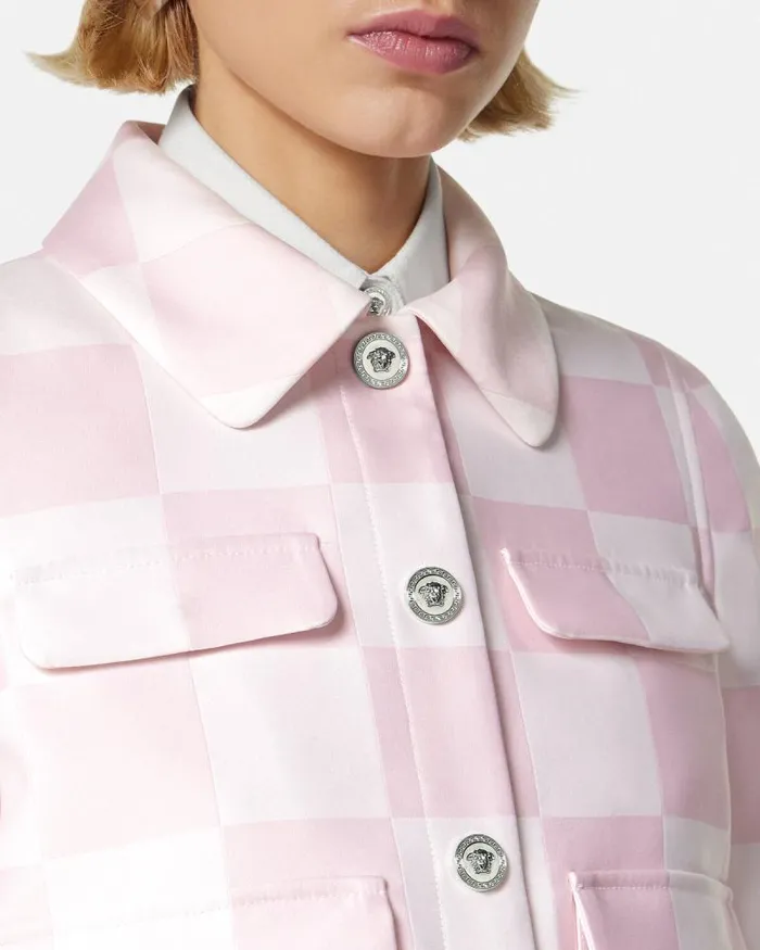Contrasto Duchesse Crop Blouson Jacket Light Pink Women Versace Outerwear and Coats
