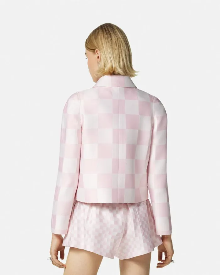 Contrasto Duchesse Crop Blouson Jacket Light Pink Women Versace Outerwear and Coats