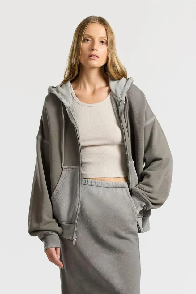 COTTON CITIZEN Boston Zip Hoodie Vintage Cement Men Sweatshirts
