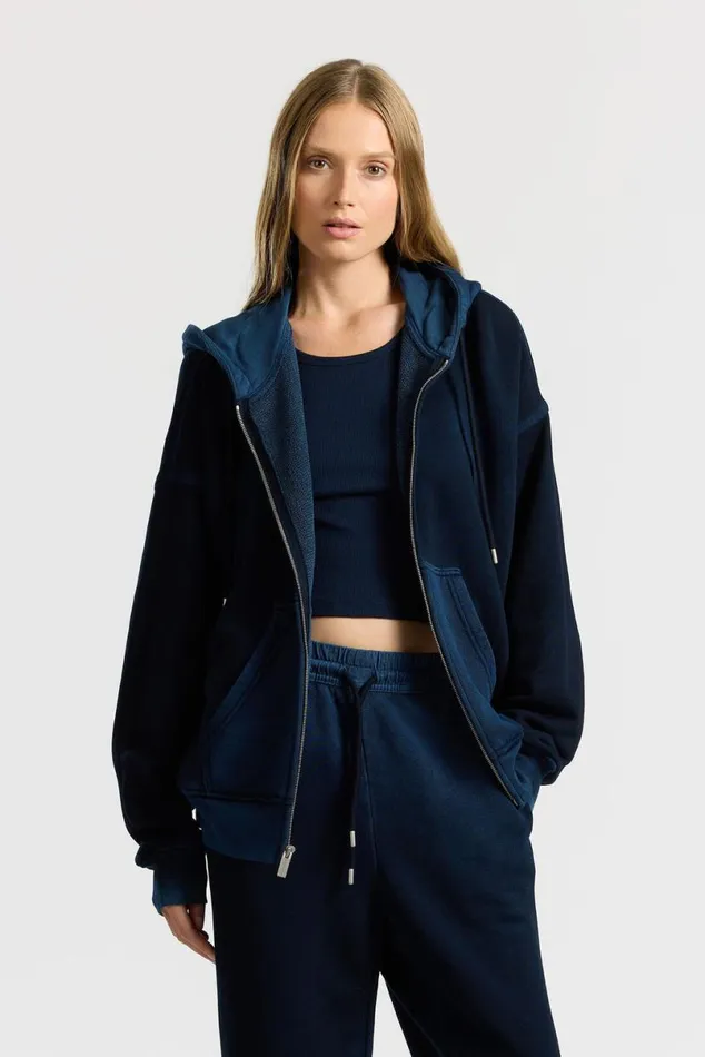 COTTON CITIZEN Boston Zip Hoodie Vintage Navy Women Sweatshirts COTTON CITIZEN Boston Zip Hoodie Vintage Navy Women Sweatshirts