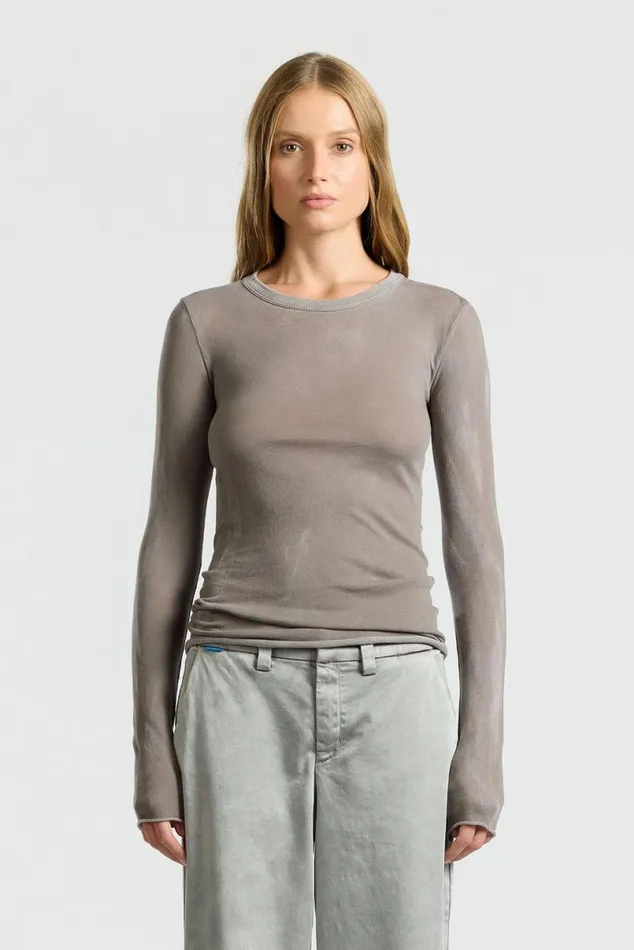 COTTON CITIZEN Marbella Long Sleeve Shirt Vintage Cement Women Shirts