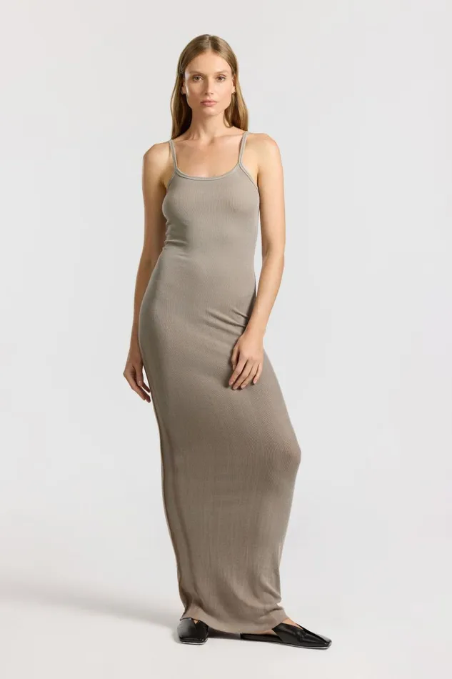 COTTON CITIZEN Verona Spaghetti Maxi Dress Camel Cast Women Dresses Skirts