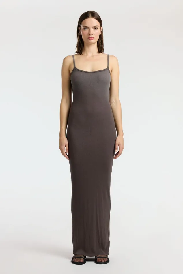 COTTON CITIZEN Verona Spaghetti Maxi Dress Stone Cast Women Dresses Skirts