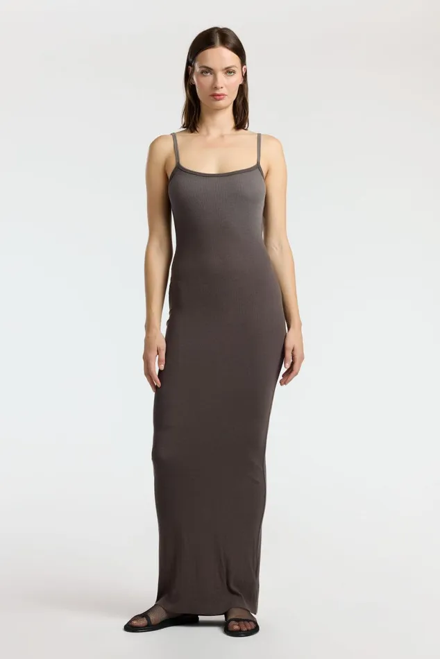 COTTON CITIZEN Verona Spaghetti Maxi Dress Stone Cast Women Dresses Skirts COTTON CITIZEN Verona Spaghetti Maxi Dress Stone Cast Women Dresses Skirts