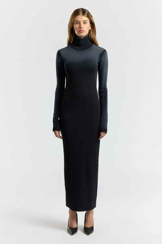 COTTON CITIZEN Verona Turtleneck Maxi Dress Black Cast Women Dresses Skirts