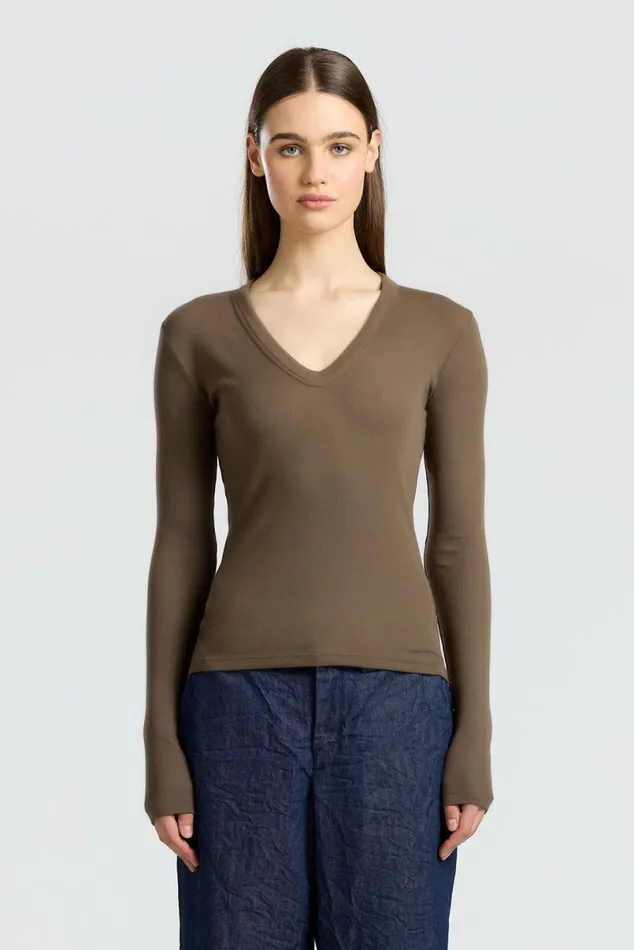 COTTON CITIZEN Verona UNeck Shirt Fossil Women Shirts