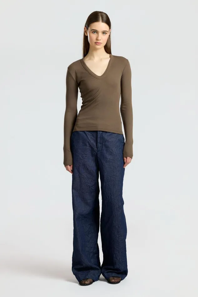 COTTON CITIZEN Verona UNeck Shirt Fossil Women Shirts COTTON CITIZEN Verona UNeck Shirt Fossil Women Shirts